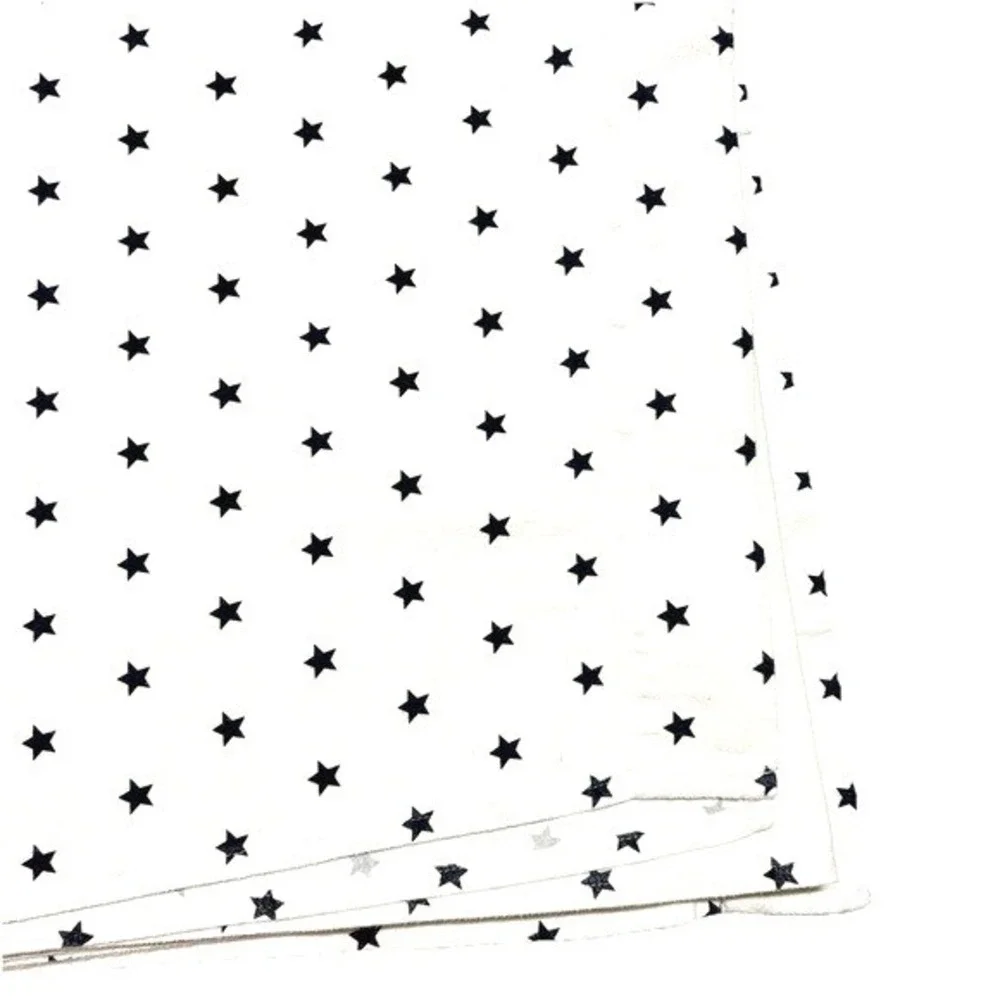 Pottery Barn Kids Star Flat Sheet Twin 100% Cotton White Navy‎ Blue Nautical